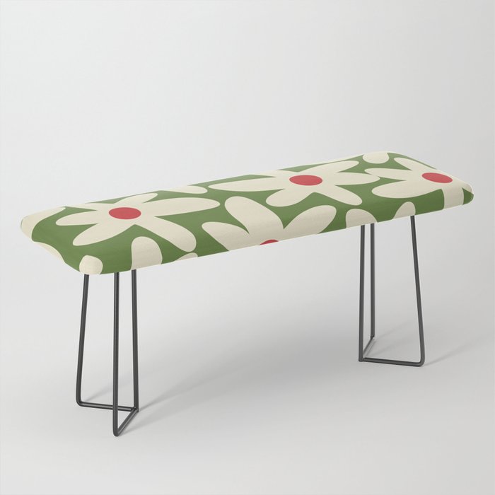 Daisy Time Floral Pattern in Christmas Holidays Red Green Cream Bench Gallery Image 1