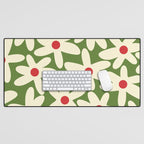 Daisy Time Floral Pattern in Christmas Holidays Red Green Cream Desk Mat Gallery Image 1