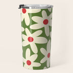 Daisy Time Floral Pattern in Christmas Holidays Red Green Cream Travel Mug Gallery Image 3