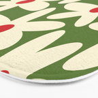 Daisy Time Floral Pattern in Christmas Holidays Red Green Cream Bath Mat Gallery Image 3
