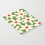 Daisy Time Floral Pattern in Christmas Holidays Red Green Cream Notebook Gallery Image 2