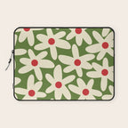 Daisy Time Floral Pattern in Christmas Holidays Red Green Cream Laptop Sleeve Gallery Image 1