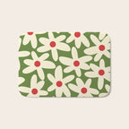 Daisy Time Floral Pattern in Christmas Holidays Red Green Cream Bath Mat Gallery Image 1