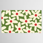 Daisy Time Floral Pattern in Christmas Holidays Red Green Cream Tablecloth Gallery Image 2