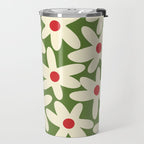 Daisy Time Floral Pattern in Christmas Holidays Red Green Cream Travel Mug Gallery Image 2