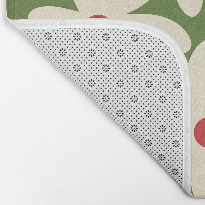 Daisy Time Floral Pattern in Christmas Holidays Red Green Cream Bath Mat Gallery Image 2