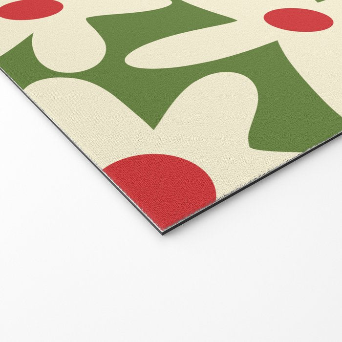 Daisy Time Floral Pattern in Christmas Holidays Red Green Cream Welcome Mat Gallery Image 2