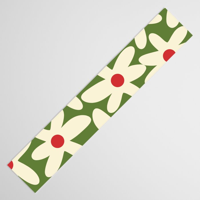 Daisy Time Floral Pattern in Christmas Holidays Red Green Cream Table Runner Gallery Image 3