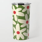 Daisy Time Floral Pattern in Christmas Holidays Red Green Cream Travel Mug Gallery Image 1