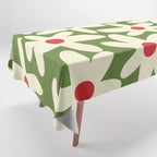 Daisy Time Floral Pattern in Christmas Holidays Red Green Cream Tablecloth Gallery Image 1