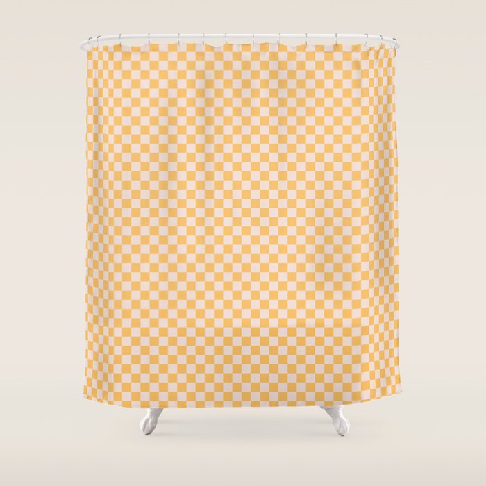 Check I - Yellow â Checkerboard Print Shower Curtain Gallery Image 1