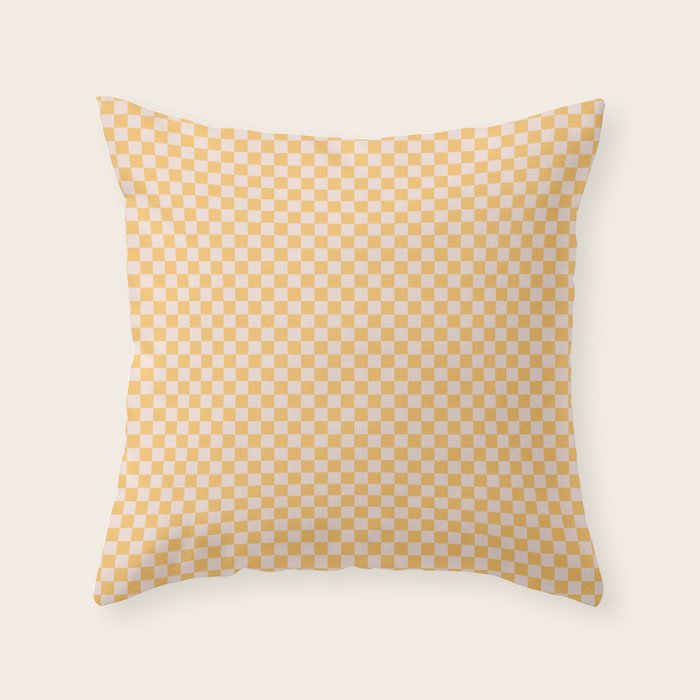 Check I - Yellow â Checkerboard Print Throw Pillow Gallery Image 1