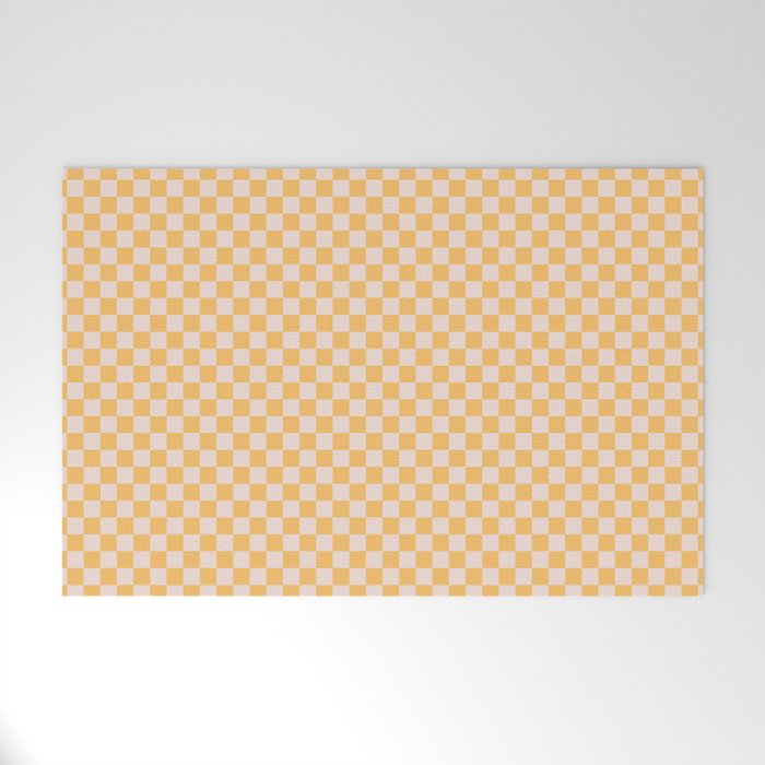 Check I - Yellow â Checkerboard Print Welcome Mat Gallery Image 1