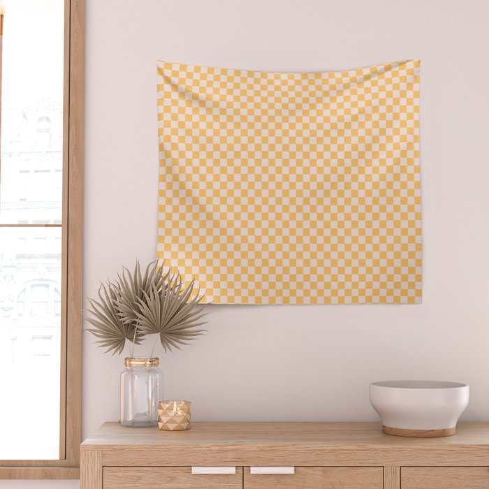 Check I - Yellow â Checkerboard Print Wall Tapestry Gallery Image 2