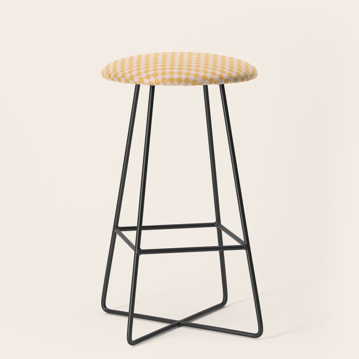 Check I - Yellow â Checkerboard Print Stool Gallery Image 1