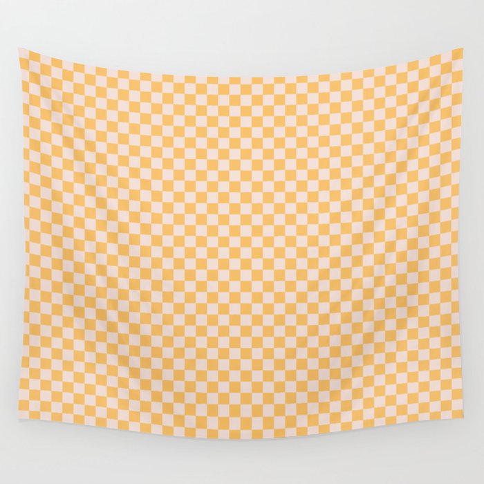 Check I - Yellow â Checkerboard Print Wall Tapestry Gallery Image 4