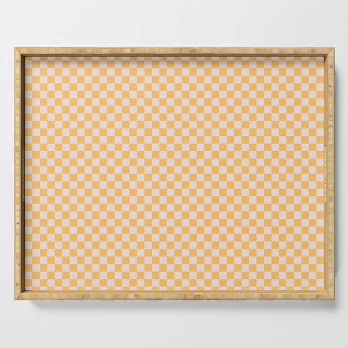 Check I - Yellow â Checkerboard Print Serving Tray Gallery Image 1
