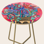 Persephone Painting - Bouquet of Iris and Strelitzia Flowers in Greek Horse Vase Against Coral Pink Side Table Gallery Image 2