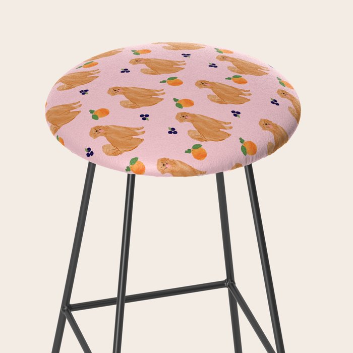 Golden Retriever and Fruits Pink Stool Gallery Image 2