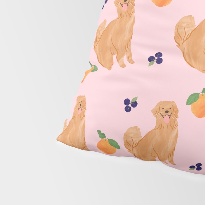 Golden Retriever and Fruits Pink Pillow Sham Gallery Image 4
