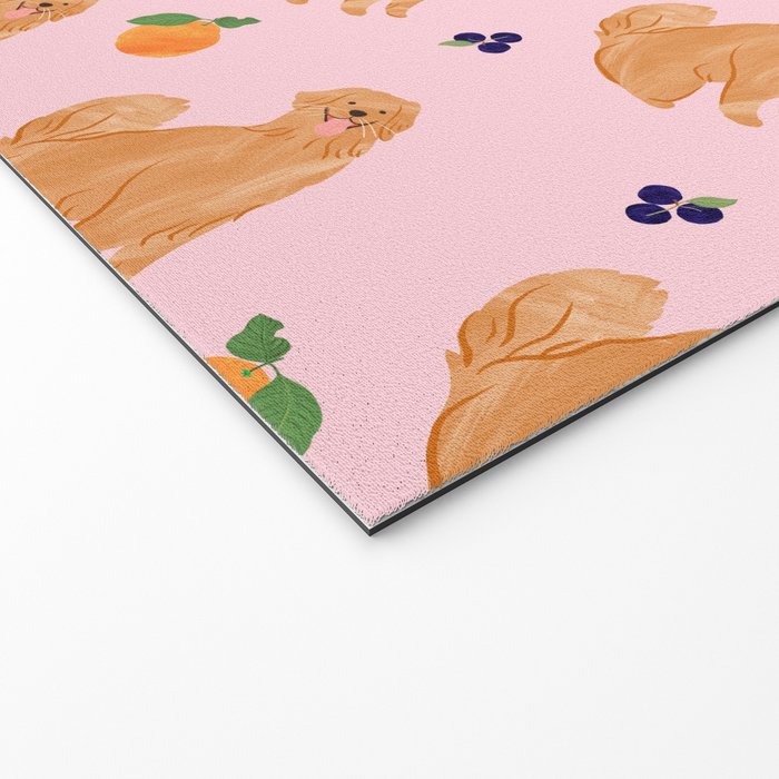 Golden Retriever and Fruits Pink Welcome Mat Gallery Image 2