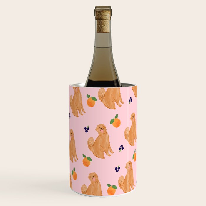 Golden Retriever and Fruits Pink Wine Chiller Gallery Image 2