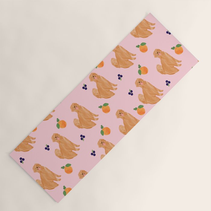 Golden Retriever and Fruits Pink Yoga Mat Gallery Image 1