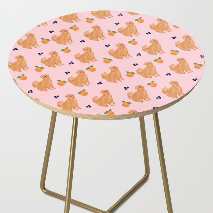 Golden Retriever and Fruits Pink Side Table Gallery Image 2