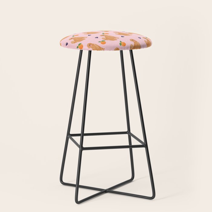 Golden Retriever and Fruits Pink Stool Gallery Image 1