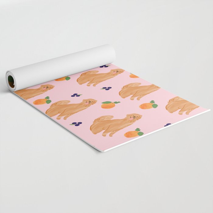 Golden Retriever and Fruits Pink Yoga Mat Gallery Image 2