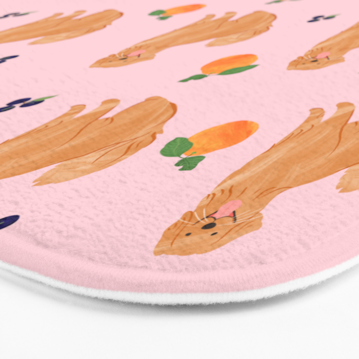 Golden Retriever and Fruits Pink Bath Mat Gallery Image 3