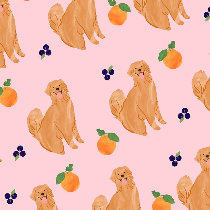 Golden Retriever and Fruits Pink Coffee Mug Gallery Image 2