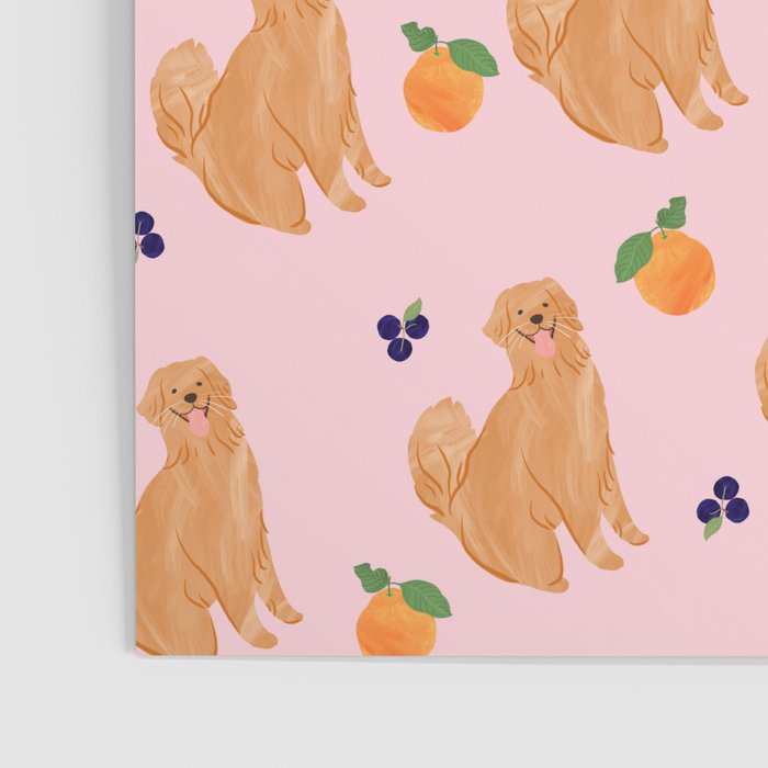 Golden Retriever and Fruits Pink Poster Gallery Image 3