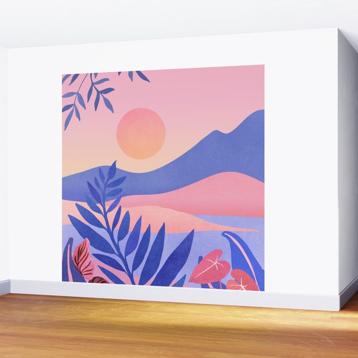 Hawaiian Sunset Tropical Landscape Wall Mural Gallery Image 2
