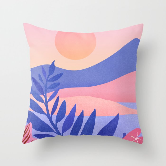 Hawaiian Sunset Tropical Landscape Throw Pillow Gallery Image 6