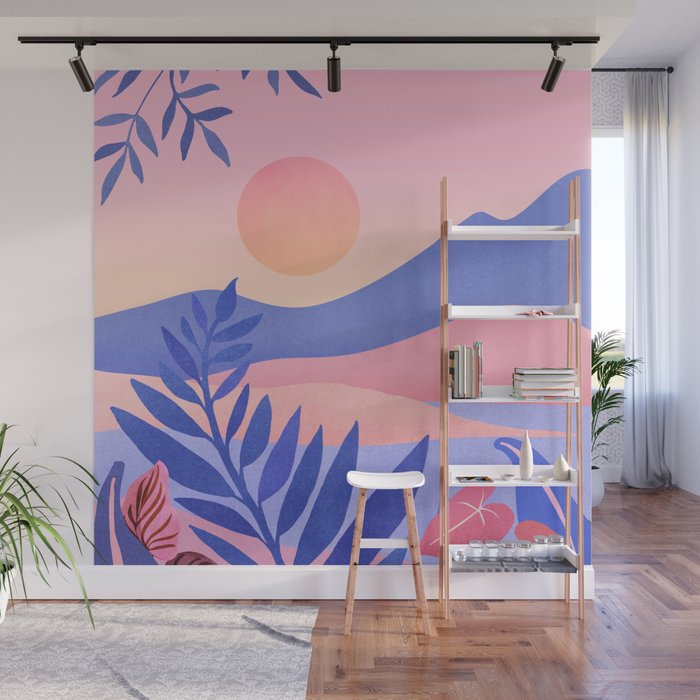 Hawaiian Sunset Tropical Landscape Wall Mural Gallery Image 1