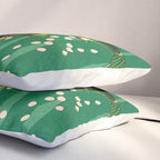 Vintage Japanese Woodblock Print Asian Art Koi Pond Fish Turquoise Green Water Cherry Blossom Pillow Sham Gallery Image 3
