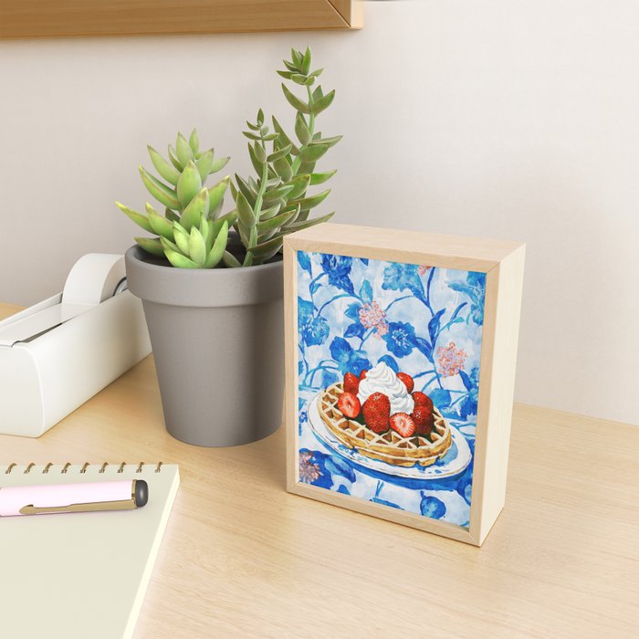 Strawberry Belgian Waffle Breakfast Watercolor Mini Art Print Gallery Image 2