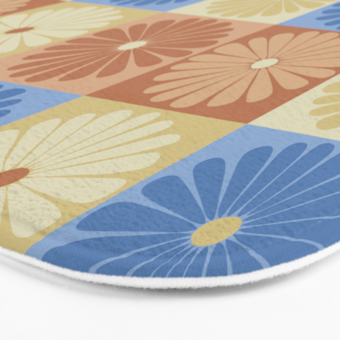 Retro Flowers Check Pattern VIII Bath Mat Gallery Image 3