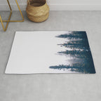 Minimalist Landscape Photo Pine Tree Silhouette Misty Forest Rug Gallery Image 1