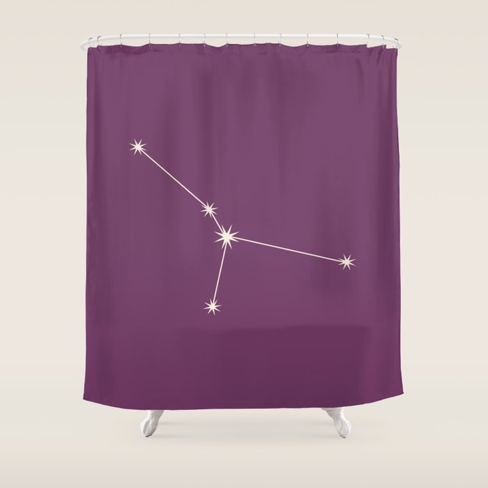 Cancer Zodiac Star Constellation Line Art Mauve Purple Shower Curtain Gallery Image 1