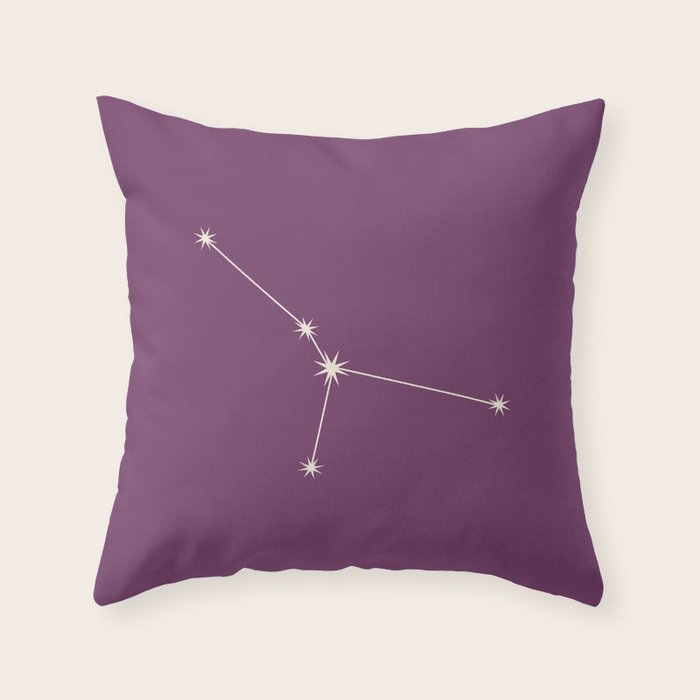 Cancer Zodiac Star Constellation Line Art Mauve Purple Throw Pillow Gallery Image 6