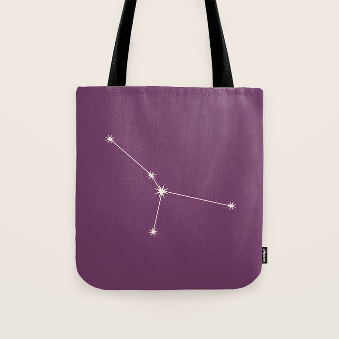 Cancer Zodiac Star Constellation Line Art Mauve Purple Tote Bag Gallery Image 1