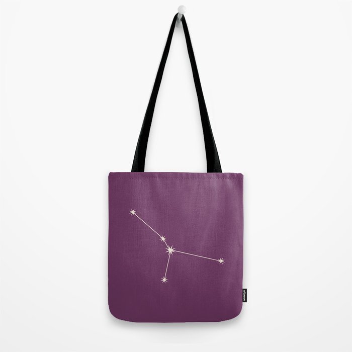 Cancer Zodiac Star Constellation Line Art Mauve Purple Tote Bag Gallery Image 2