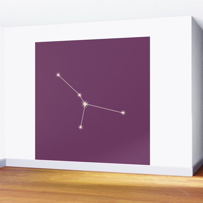 Cancer Zodiac Star Constellation Line Art Mauve Purple Wall Mural Gallery Image 2