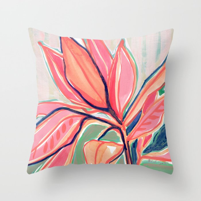 Flower Market Tropical Art Throw Pillow Gallery Image 1