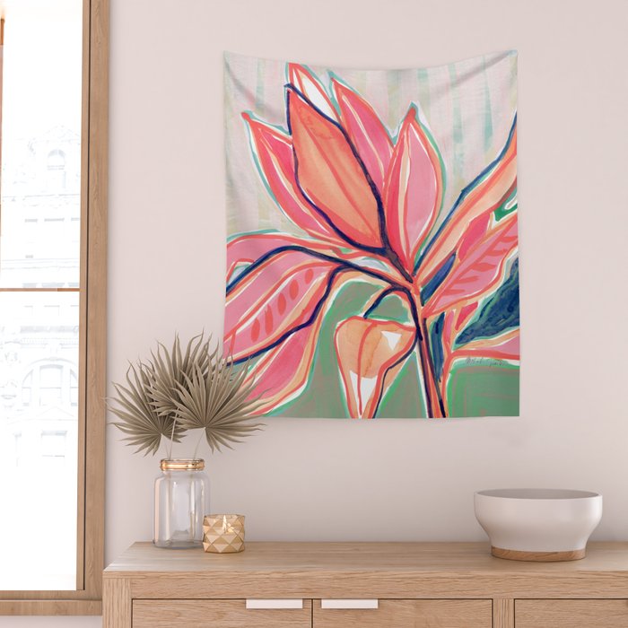 Flower Market Tropical Art Wall Tapestry Gallery Image 2