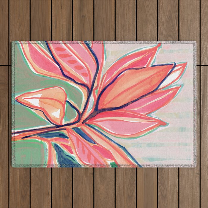 Flower Market Tropical Art Outdoor Rug
