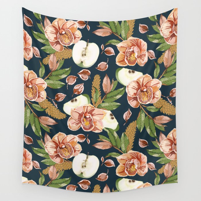 Tropical flowers autumn field D Wall Tapestry Gallery Image 1