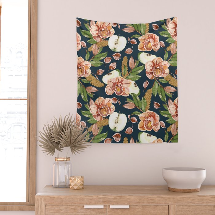 Tropical flowers autumn field D Wall Tapestry Gallery Image 2